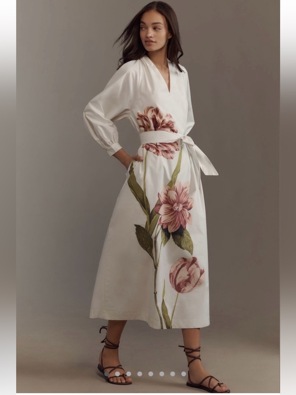 Anthropologie Belted V-Neck Midi Dress - Sz S